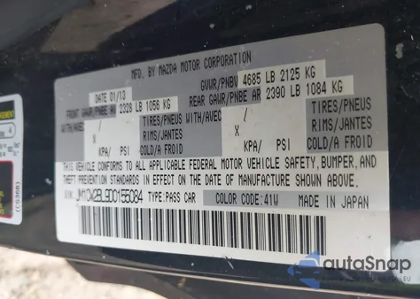 2013 Mazda Mazda5 Sport from USA, damaged, VIN JM1CW2BL9D0155084